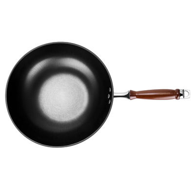 9.3cm Deep Classic Stir Frying Pan Chemical Free Uncoating With Wooden Handle